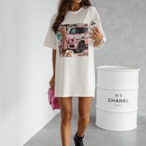 GOOD PINK CAR T-Shirt Kleid, weiß