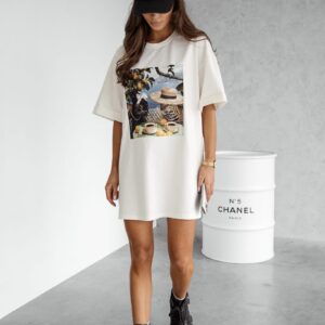 GOOD TIGER LEMON T-Shirt Kleid, weiß